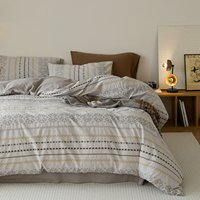 Parure de lit jacquard 100 % coton style européen, certifiée Oeko-Tex, disponible avec broderie géométrique rayée style bohème, compatible SB QB KB SKB