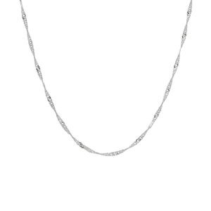 Cadena de cuello minimalista ultrafina Fluid Wave Slice White Pt950 con segmentos ondulados, unisex, suave, apilable, de platino. - Product Image 1