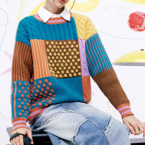 Pull personnalisé avec logo, motif jacquard, tricot pour femmes, pull en coton pour filles, tricot personnalisé pour femmes - Product Image 2