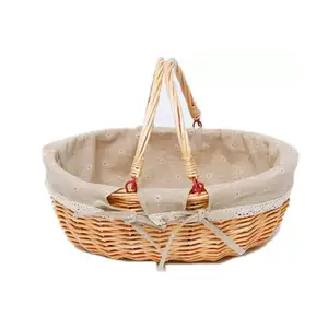 Wicker Basket Woven Baskets Handmade Gift Art craft organizer farmhouse decor Picnic