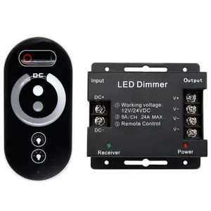 DC12-24V RF LED Dimmer dokunmatik serisi kablosuz uzaktan kumanda karartma denetleyici siyah çelik kasa tek renkli şerit PWM sönük