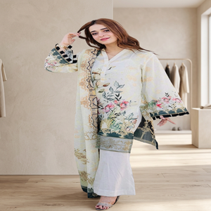 Salwar Kameez en lin imprimé floral dessiné à la main pour femme, coupe ample, tenue ethnique traditionnelle décontractée, longueur ras du sol, style indien pakistanais - Product Image 6