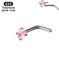 Gaby G23 ASTM-F136 Titane 20G Piercing de nez sans filetage à enfiler, clou droit en forme d'os S L, bijou de piercing