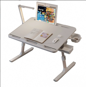 <span class=keywords><strong>Support</strong></span> d'ordinateur portable portable en MDF avec lampe LED, surface en PU réglable, <span class=keywords><strong>support</strong></span> de livre pour enfants, porte-gobelet rotatif - Vente en gros usine - Product Image 2