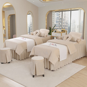 Ensemble de literie de massage en <span class=keywords><strong>coton</strong></span> doux 4 pièces comprenant une housse de <span class=keywords><strong>table</strong></span>, un drap-housse et un repose-tête pour spa et usage domestique - Product Image 3