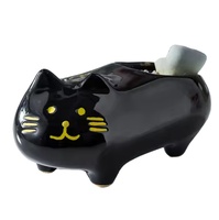 Pot Bunga Mini Bentuk Kucing Keramik Berlapis Kaca Kreatif untuk Tanaman Sukulen Desain Modern Sederhana Lucu untuk Rumah, Kebun, dan Toko
