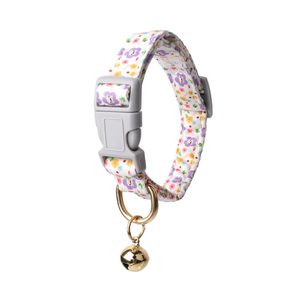 Conjunto de <span class=keywords><strong>collar</strong></span> de perro con estampado personalizado de lujo de poliéster suave con patrón floral sólido y cintas duraderas con una decoración de campana - Product Image 6