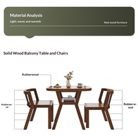 Ensemble trois pièces moderne et minimaliste pour balcon : table à thé en bois et chaises, mobilier de maison portable avec rangement pour petits appartements