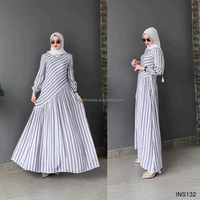 Nouvelle Robe Tunique Abaya Unie et Rayée 2026 – Vêtement Musulman Modeste pour Adultes, Style Ethnique, Motif Numérique – Idéale Été, Printemps, Automne