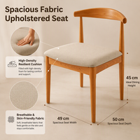 Chaise de salle à manger en bois de frêne avec assise rembourrée, tissu et couleur personnalisables, chaise d'appoint moderne pour la maison et le café