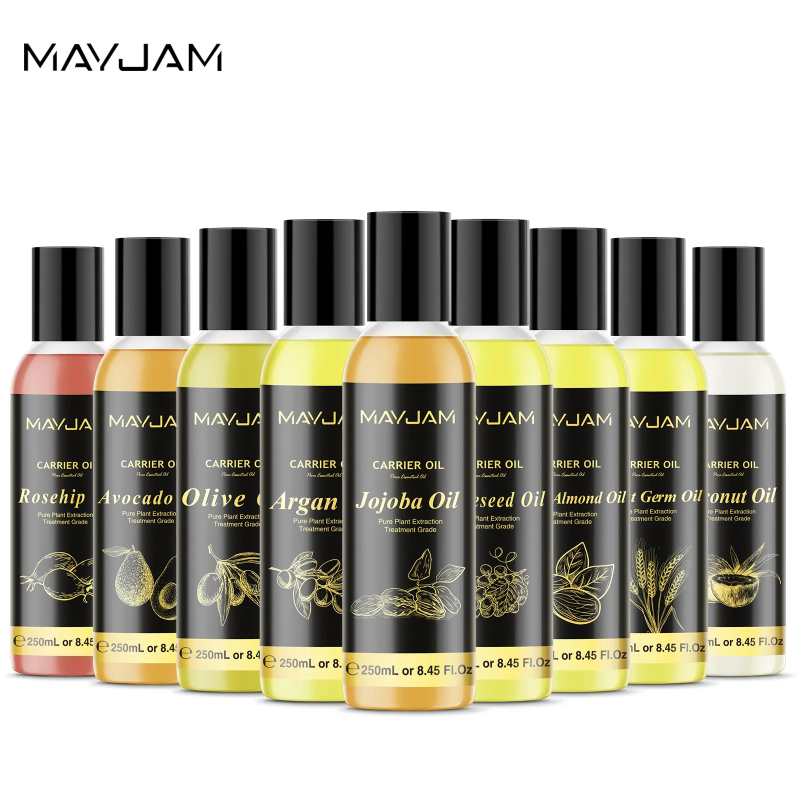 Nhãn Hiệu Riêng MAYJAM Tinh Khiết Thực Vật Tàu Sân Bay Dầu 250ML Dầu Argan Dầu Jojoba Chăm Sóc Da