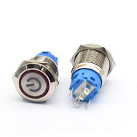 Personnalisation de prise en charge d'achat à guichet unique 12/16/19/22mm interrupteur à bouton-poussoir lumineux en métal Led coloré étanche momentané