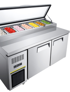 Guardia di vetro parziale NE-1154 1 porta 4 <span class=keywords><strong>cassetti</strong></span> da cucina commerciale banco di Saladette raffreddato ad aria tavolo per la preparazione della Pizza <span class=keywords><strong>con</strong></span> pentole per alimenti - Product Image 5