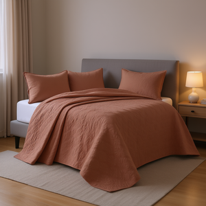 D0100HR2L4J Set Trapuntato Reversibile 3 Pezzi, Design Moderno Tinta Unita, Decorazione Casa per Tutte le Stagioni - Product Image 2