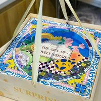 Boîte cadeau de luxe vide pour fruits, emballage Floral Orchard avec feuille d'or