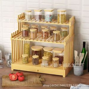Estante de bambú para vajilla, especiero, organizador de platos de cocina, estante de almacenamiento de 3 niveles para encimera con cajones - Product Image 2