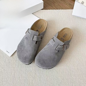 Chaussures demi-mules rétro décontractées pour hommes en cuir véritable Birkenstock, à bout rond et semelle en liège, nouveauté printemps, style polyvalent pour l'extérieur - Product Image 5