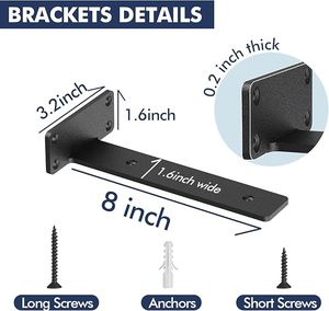 Soporte de estante flotante Paquete de 4 soportes <span class=keywords><strong>L</strong></span> de 12 pulgadas <span class=keywords><strong>para</strong></span> estantes Soportes de estante resistentes de metal negro - Product Image 2