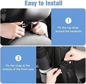 Organisateur de siège arrière de voiture pliable en cuir PU de luxe durable, multifonctionnel, universel, 50x65cm, sac de rangement en filet - Product Image 2
