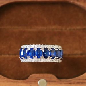 Anillo de Diamantes de Oro Real de 18k de Lujo y Moda Xinfly, Certificado GRC, Gema de Zafiro Azul Natural para Bodas y Fiestas - Product Image 3