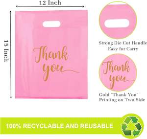 Sacs en plastique pour usage commercial et de vente au détail, poignée découpée, impression en gravure, sacs de shopping en LDPE recyclables pour supermarché et exposition - Product Image 3