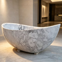 Baignoire en marbre poli sur mesure, baignoire autoportante en pierre naturelle pour hôtels et projets résidentiels de luxe