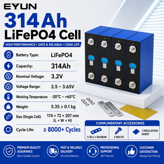 EYUN LiFePO4 Battery 3.2V 314Ah MB31 Model a Grade Rechargeable for Uninterruptible Power Supplies Guangdong