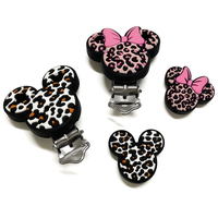 Nouvelles perles en silicone pour bébé, motif animal de dessin animé (Léopard, Mickey, Minnie), certifiées CE/EN71, qualité alimentaire, pour chaîne de sucette ou collier DIY
