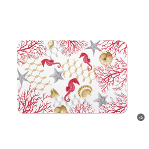 Set di 6 Tovagliette Excelsa in Plastica Corallo 43,5x29 Cm Multicolore Riutilizzabili per Uso Domestico Stampate con Motivi Vegetali Lavabili in Lavatrice Stile Mediterraneo - Product Image 2