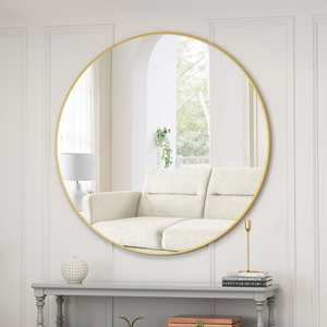 Gold Circular Wall Mirror 39 Inch Metal Framed Round Mirror for Bathroom Living Room Vanity Dressing Mirror - Product Image 1