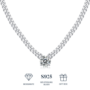 Venta al por mayor de plata esterlina 925 VVS D certificado Moissanite círculo colgante collar 16 pulgadas mujer joyería diamante estilo cubano - Product Image 1