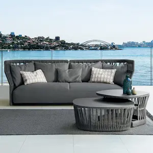 Mobilier d'extérieur style italien canapé de jardin terrasse chaise en osier ensemble de canapés en corde canapé de loisirs imperméable à l'eau chaise de protection solaire