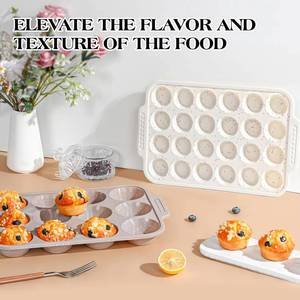 MUYULINS - Molde para Hornear Muffins y Cupcakes de Silicona, Color Beige, 12 Tazas, Antiadherente, Libre de BPA, con Marco Reforzado de Metal, Certificado LFGB - Product Image 6