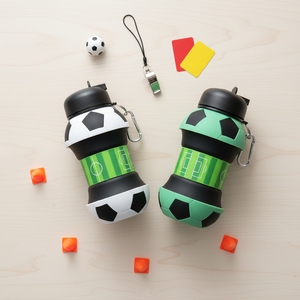 2026 World Wholesale Eco-Friendly Leak Proof Straw Silicone <strong>Football</strong> <strong>Water</strong> <strong>Bottle</strong> Collapsible Kids <strong>Water</strong> Cup Camping Outdoor - Product Image 5