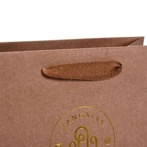 Custom <b>Made</b> High Quality logo Gold Foil Stamping Kraft <b>Paper</b> Bag with Cotton Handle - Product Image 5