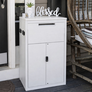 ตู้รับจดหมายแบบเสาพร้อมลายไม้  พร้อมป้ายเลขที่บ้านที่ปรับแต่งได้ - Product Image 4