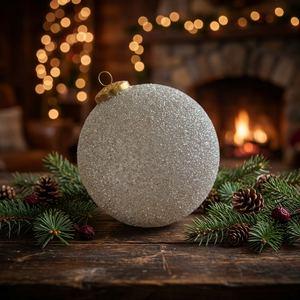 Boule de Noël Moderne de Haute Qualité avec Impression UV Pailletée, Décoration Festive Ronde en Plastique à Suspendre, Argent et Or - Product Image 3