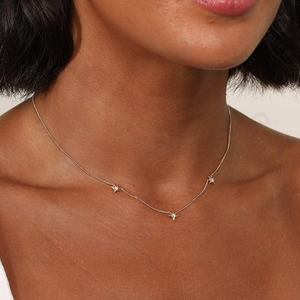 Collar de Cadena Cubana con Dije de Estrella de Circonita Cúbica y Plata de Ley 925 con Oro de 18k para Uso Diario de Gemnel - Product Image 2