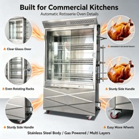 Rôtissoire à gaz verticale commerciale grande capacité, four à rôtir automatique en acier inoxydable pour poulet et viande, pour restaurant