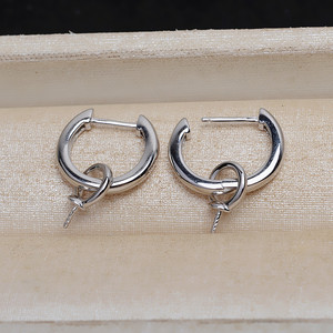 Pendientes Lisos en Forma de U de Plata S925 con 10-12 Perlas, Bandeja de Accesorios de Joyería DIY 4992, Accesorio de Moda - Product Image 2