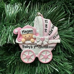 Ensemble d'ornements de Noël en résine <span class=keywords><strong>pour</strong></span> poussette, premier Noël de bébé, souvenir de vacances personnalisé avec nom <span class=keywords><strong>pour</strong></span> garçon et fille - Product Image 5