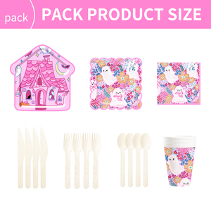 DAMAI Pink Halloween Paper Plates Set Halloween House Theme Party Decorations Paper Plates Cups Napkins for Kids Halloween Party - Product Image 6