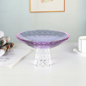 Luxury Classic Glass Engraved Cut <b>Crystal</b> Round Serving Pedestal Fruit <b>Bowl</b> Dishwasher Safe for Home Wedding Table Decor - Product Image 4