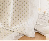 Rideau Tulipe en Tissu Jacquard Teint Fil à Fil, Polyester Isolant, Style Champêtre, Plis Ondulés/En Vague, Rideaux Hauts