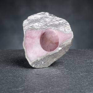 Porte-bougie artisanal en tranche de fluorite bleue, pierre précieuse naturelle avec bordure argentée, pour la guérison des chakras, inspiré du Reiki, décoration d'intérieur - Product Image 3