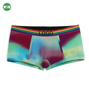 Tie-dye design print boy shorts for women sublimation polyester boxer shorts for ladies customized with your own logo and design