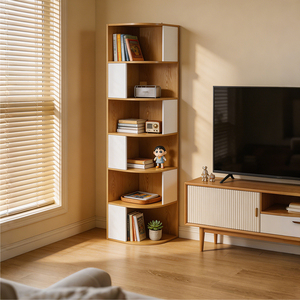 Librero Moderno <span class=keywords><strong>de</strong></span> Madera Sólida, Estante para Libros, Estantes para Libros para Sala <span class=keywords><strong>de</strong></span> Estar, Mueble <span class=keywords><strong>de</strong></span> Almacenamiento <span class=keywords><strong>de</strong></span> Esquina para el Hogar - Product Image 1