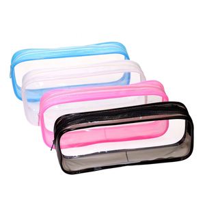 School Supply <b>Clear</b> Makeup <b>Bag</b> Zipper Purse Toiletry Women Students Pen Marker Crayon Highlighters Storage Pencil Case for Girls - Product Image 1