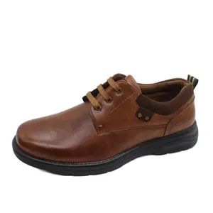 Three eyelets lace up with pu suede stitching at the top of the shoe punching side body comfort men casual shoes