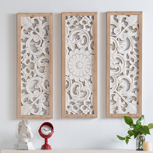 Wholesale Home Decorative MDF Wood Traditional Carved <b>Flower</b> Artistic Home <b>Wall</b> Hanging Decoration 3D <b>Panel</b> - Product Image 1